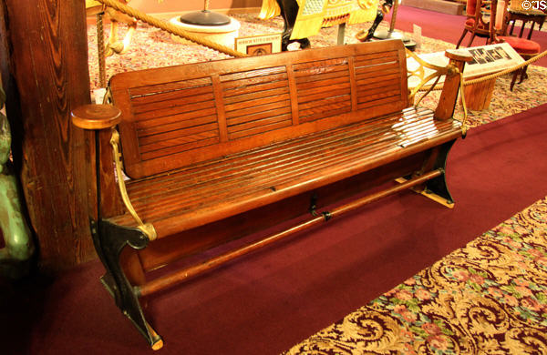 Trolley bench at New England Carousel Museum. Bristol, CT.