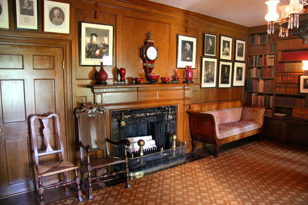 First Library with collection of portraits & Qing Dynasty oxblood porcelain at Hill-Stead Museum. Farmington, CT.