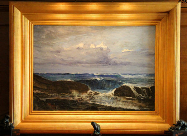 The Blue Wave, Biarritz painting (1862) by James McNeill Whistler in frame by Whistler at Hill-Stead Museum. Farmington, CT.