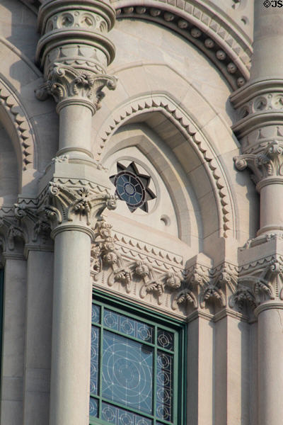 Gothic facade details of Connecticut State Capitol. Hartford, CT.