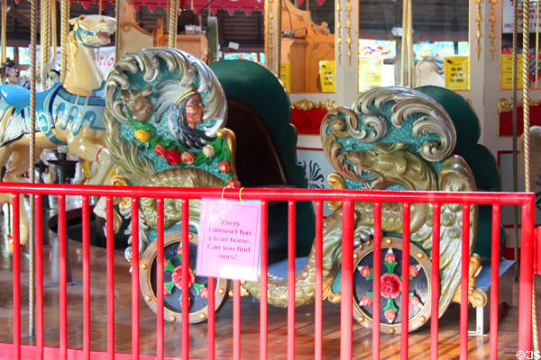 Chariot with Indian head at Bushnell Park Carousel. Hartford, CT.