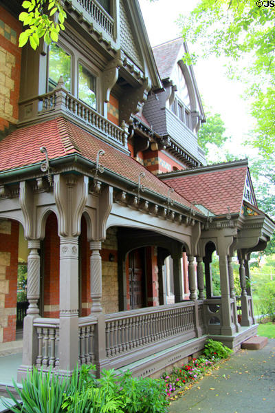 Entry porch of Katharine Seymour Day House. Hartford, CT.