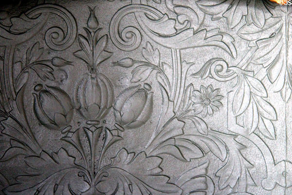 Embossed wall covering detail at Isham-Terry House Museum. Hartford, CT.