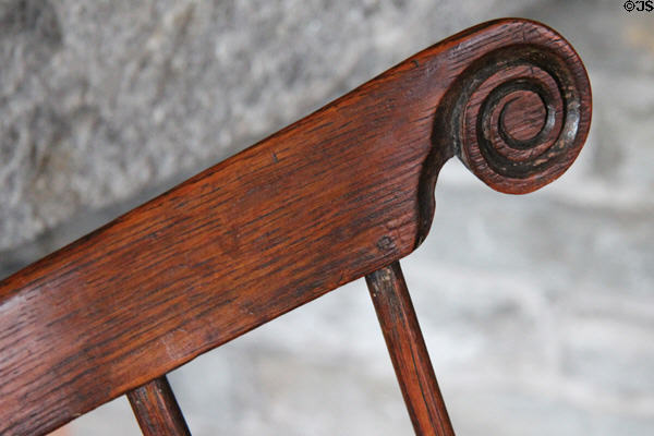 Detail of Nathan Hale's chair at Nathan Hale Homestead Museum. Coventry, CT.