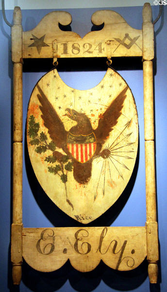 E. Ely Inn sign with American Eagle & Masonic symbols (1824) by William Rice at Connecticut Historical Society. Hartford, CT.