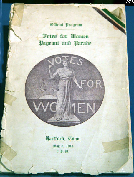 Votes for Women Pageant & Parade, Hartford program (1914) at Connecticut Historical Society. Hartford, CT.