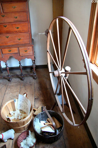 Spinning wheel at Noah Webster House. West Hartford, CT.