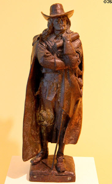 Jacob Leisler portrait sculpture (1913, cast 1975) by Solon H. Borglum at New Britain Museum of American Art. New Britain, CT.