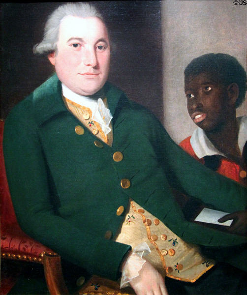 Gentleman with Negro Attendant painting (c1785-88) by Ralph Earl at New Britain Museum of American Art. New Britain, CT.