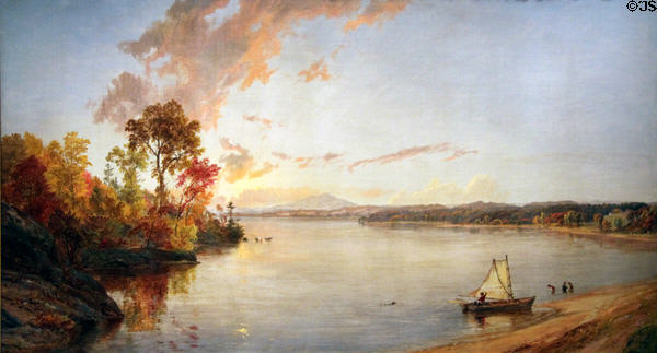 Lake Wawayanda, Sussex County, New Jersey painting (1870) by Jasper Francis Cropsey at New Britain Museum of American Art. New Britain, CT.