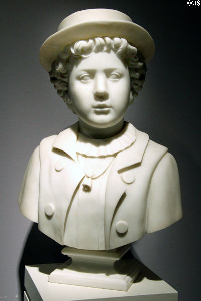 Marble bust of Young Boy (1870-80) by Longworth Powers at New Britain Museum of American Art. New Britain, CT.