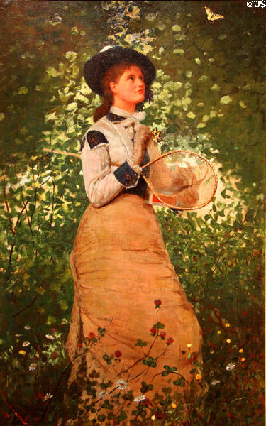 Butterfly Girl, Summer painting (1878) by Winslow Homer at New Britain Museum of American Art. New Britain, CT.