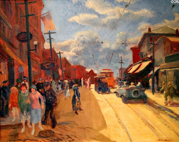 Main Street, Gloucester painting (1917) by John Sloan at New Britain Museum of American Art. New Britain, CT.