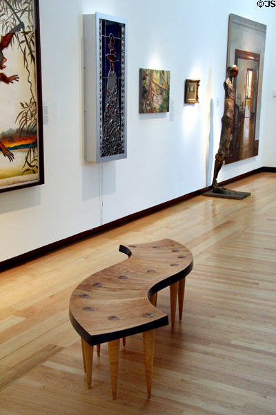 Modern gallery with S-shaped bench at New Britain Museum of American Art. New Britain, CT.