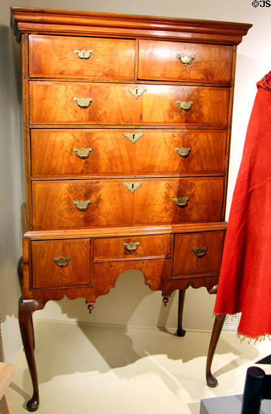 Flat-top high chest (1730-50) from Windsor or Hartford at Windsor Historical Society Museum. Windsor, CT.