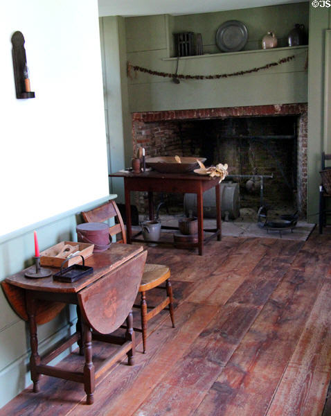 Drop-leaf table in kitchen at Dr. Hezekiah Chaffee House. Windsor, CT.