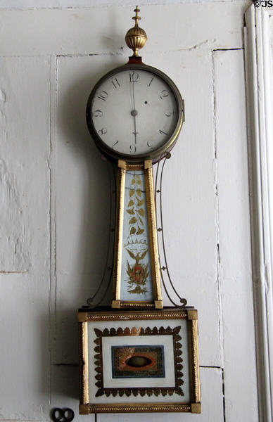 Willard banjo clock with American Eagle at Oliver Ellsworth Homestead Museum. Windsor, CT.