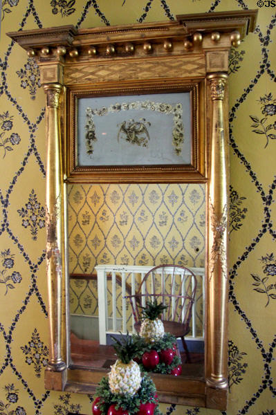 Antique mirror painted with American eagle at Oliver Ellsworth Homestead Museum. Windsor, CT.