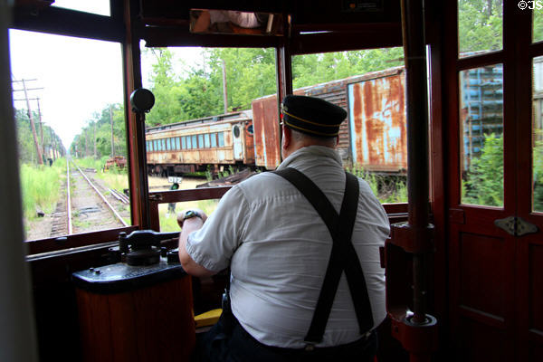 Trolley ride (3 mi.) at Connecticut Trolley Museum. East Windsor, CT.