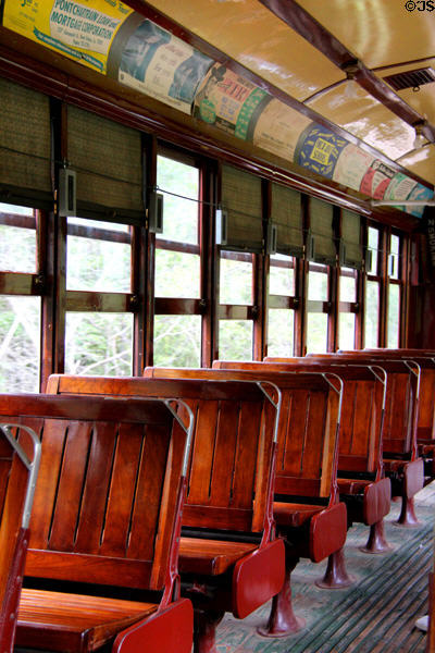 Seats in New Orleans Public Service, Inc. #836 (1922) at Connecticut Trolley Museum. East Windsor, CT.