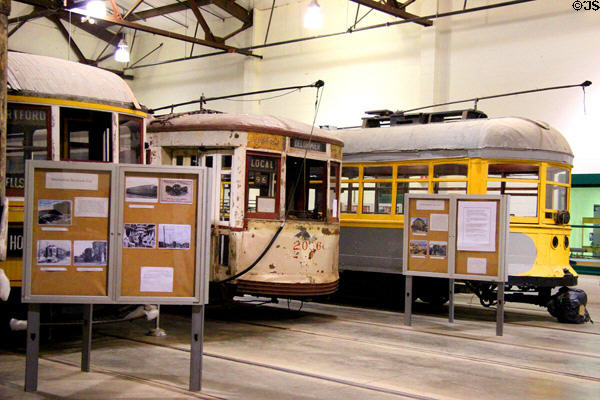 Trolley collection at Connecticut Trolley Museum. East Windsor, CT.