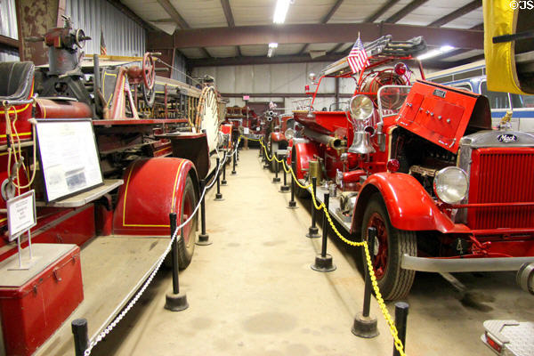 Fire engine collection at Connecticut Fire Museum part of Connecticut Trolley Museum. East Windsor, CT.