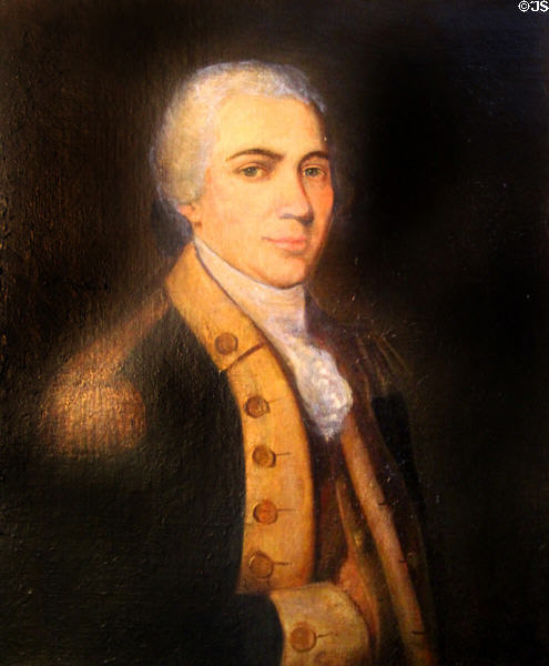 Portrait of Samual Blachley Webb (1753-1807) who fought at Bunker Hill (1776), was ADC to George Washington, one founder of Society of Cincinnati & grand marshal at Washington's inauguration as President at Joseph Webb House. Wethersfield, CT.