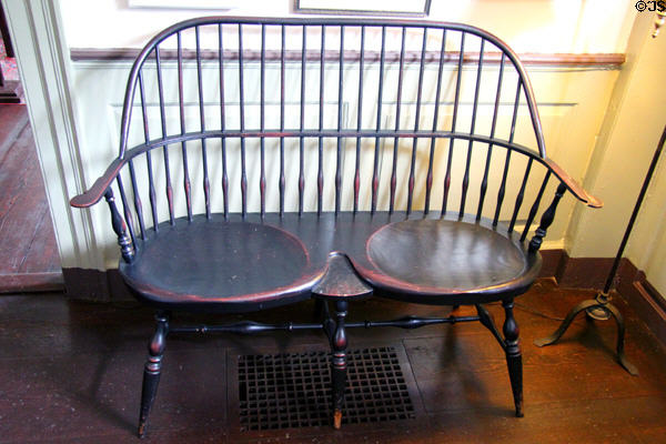Double Windsor-style bench at Joseph Webb House. Wethersfield, CT.