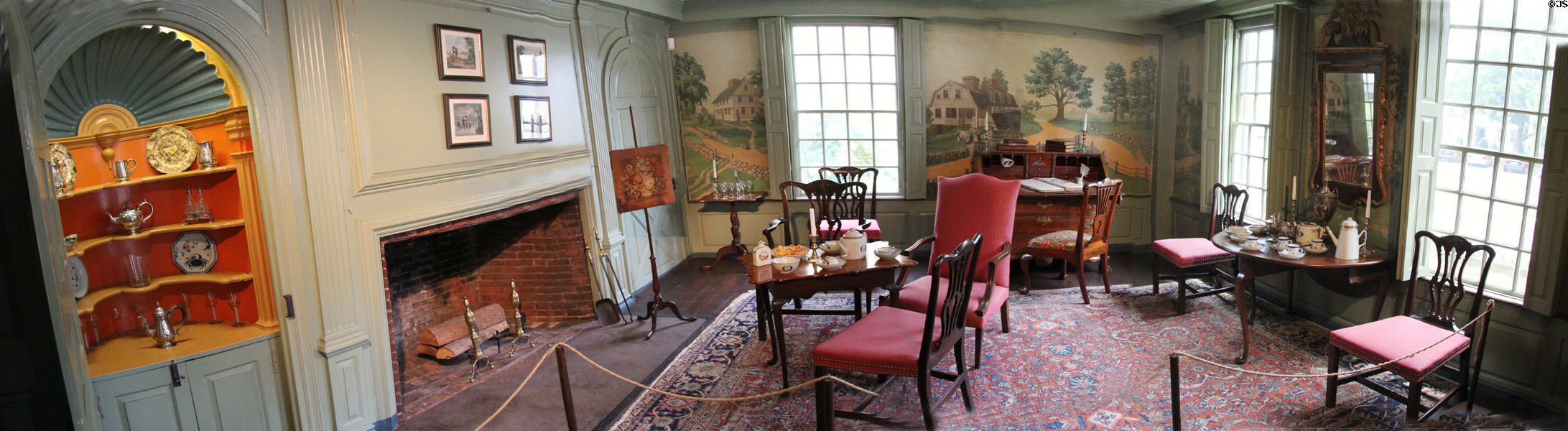 Panorama of parlor of Joseph Webb House. Wethersfield, CT.
