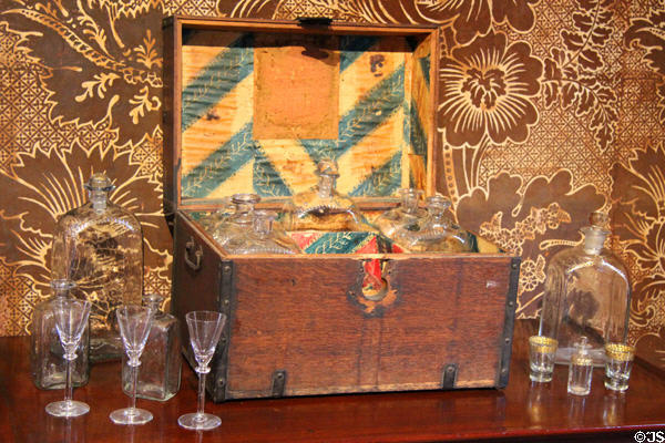 Portable liquor cabinet in George Washington's bedroom at Joseph Webb House. Wethersfield, CT.