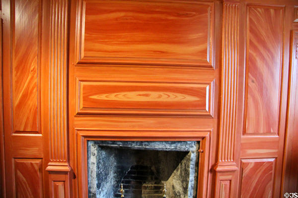 Restored faux wood grain in George Washington's bedroom at Joseph Webb House. Wethersfield, CT.
