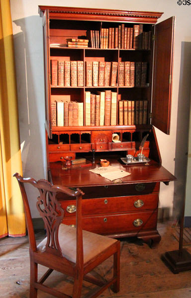 Drop front desk with bookcase at Silas Deane House. Wethersfield, CT.