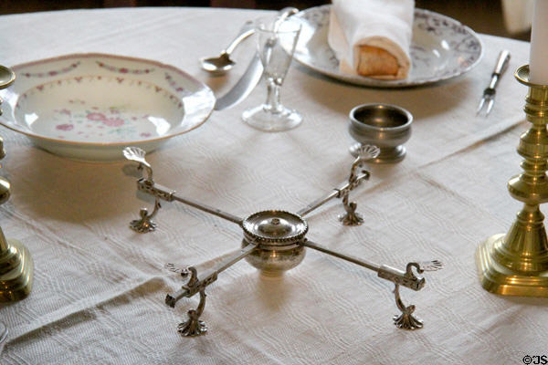Warming trivet in dining room at Silas Deane House. Wethersfield, CT.