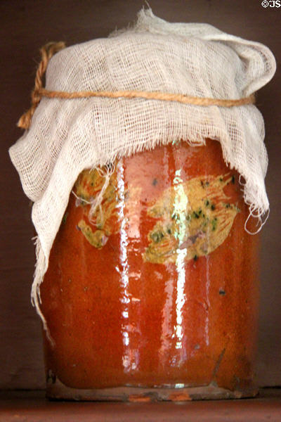 Redware ceramic jug (c1770) at Silas Deane House. Wethersfield, CT.