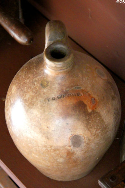 Stoneware jug marked T O Goodwin (c1830) from Hartford at Silas Deane House. Wethersfield, CT.