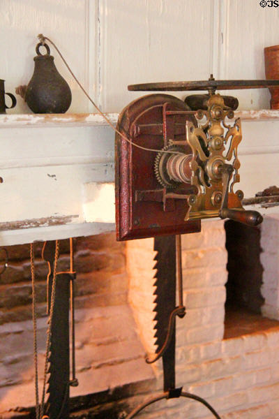 Clockwork roasting spit driver at Buttolph-Williams House. Wethersfield, CT.