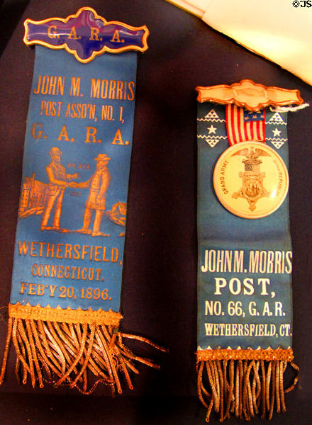 Grand Army of the Republic Wethersfield post ribbons at Wethersfield Museum. Wethersfield, CT.