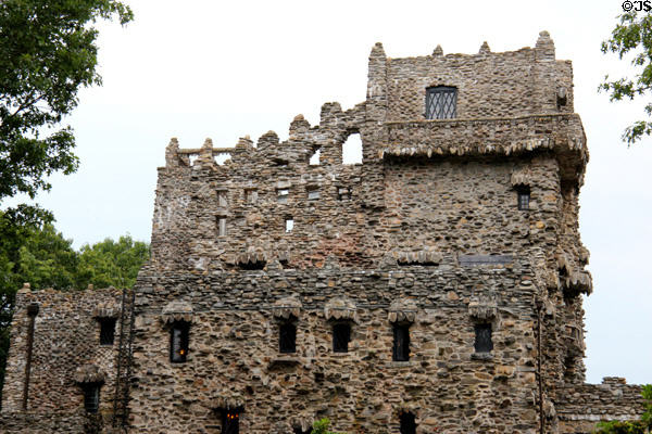 Stone tower of museum house at Gillette Castle State Park. East Haddam, CT.