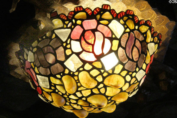 Stairwell light inlaid with glass at Gillette Castle State Park. East Haddam, CT.