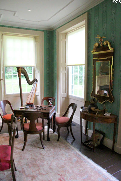 Parlor with games table & mirror at Florence Griswold Museum. Old Lyme, CT.