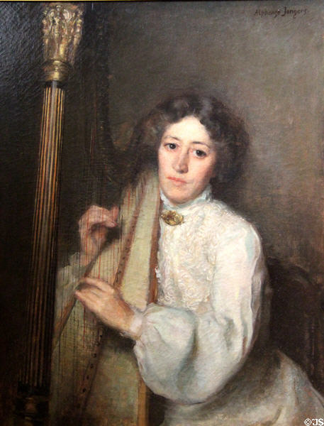The Harpist painting (1903) by Alphonse Jongers at Florence Griswold Museum. Old Lyme, CT.