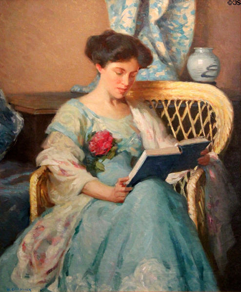 Woman Reading painting (c1911) by William Chadwick at Florence Griswold Museum. Old Lyme, CT.