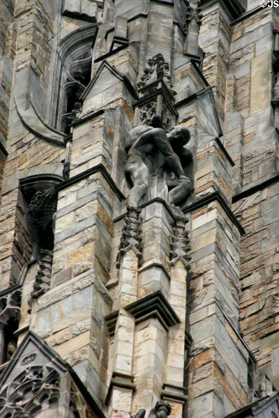 Sculpted detail of Harkness Tower. New Haven, CT.