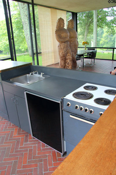 Kitchen corner at Philip Johnson Glass House. New Canaan, CT.
