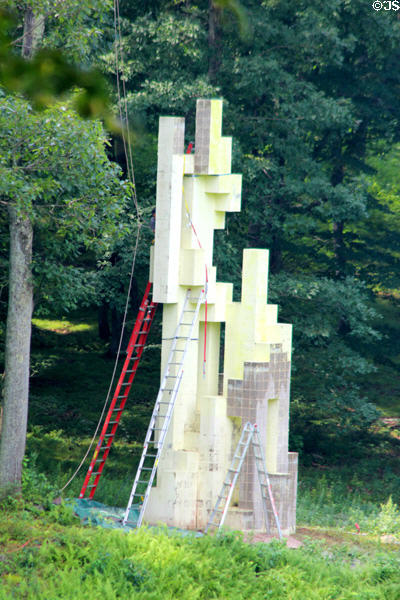 Lincoln Kirstein Tower (1985) under restoration at Philip Johnson Glass House. New Canaan, CT.