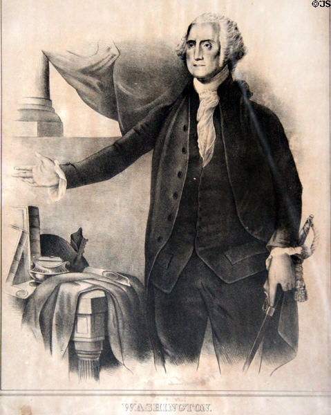 Lithograph of George Washington by D.W. Kellogg & Co. of Hartford, CT at Denison Homestead Museum. Stonington, CT.