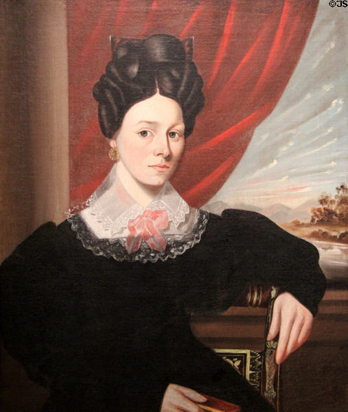 Portrait of a woman (c1840) by Isaac Sheffield at Mystic Seaport art museum. Mystic, CT.