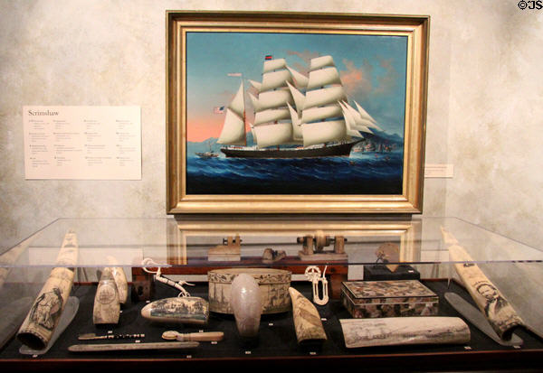 Scrimshaw collection at Mystic Seaport. Mystic, CT.