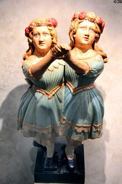 Sisters figurehead (c1850) at Mystic Seaport art museum. Mystic, CT.
