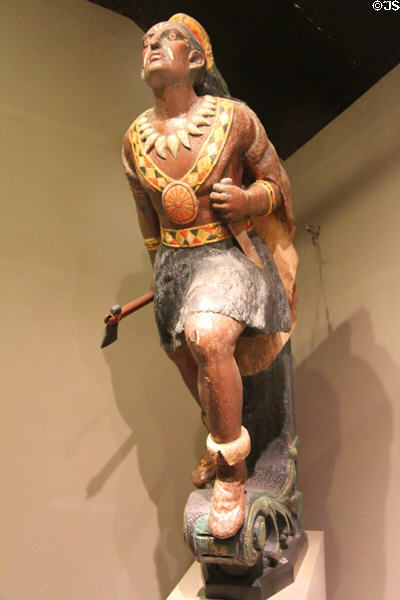 Indian figurehead (1865) from ship Seminole at Mystic Seaport art museum. Mystic, CT.